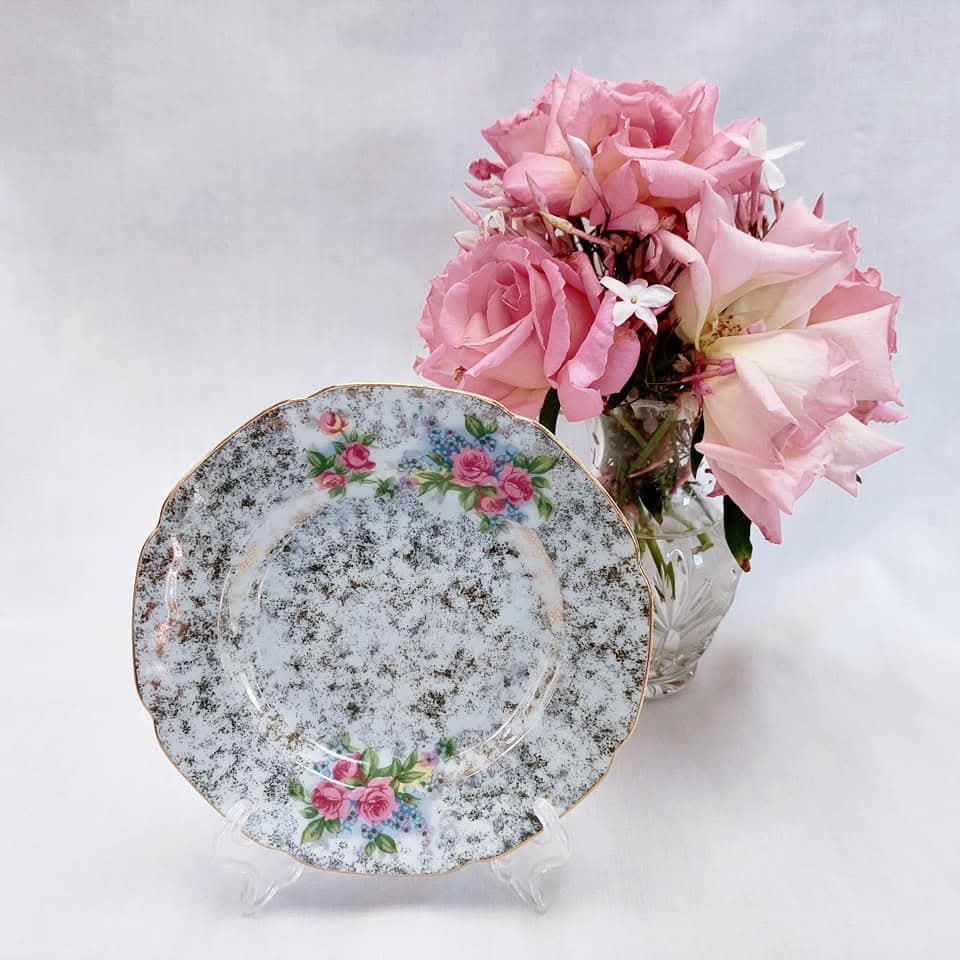 Elegant Vintage Swan China Hand-Painted Floral Tea Set with Gilded Detail