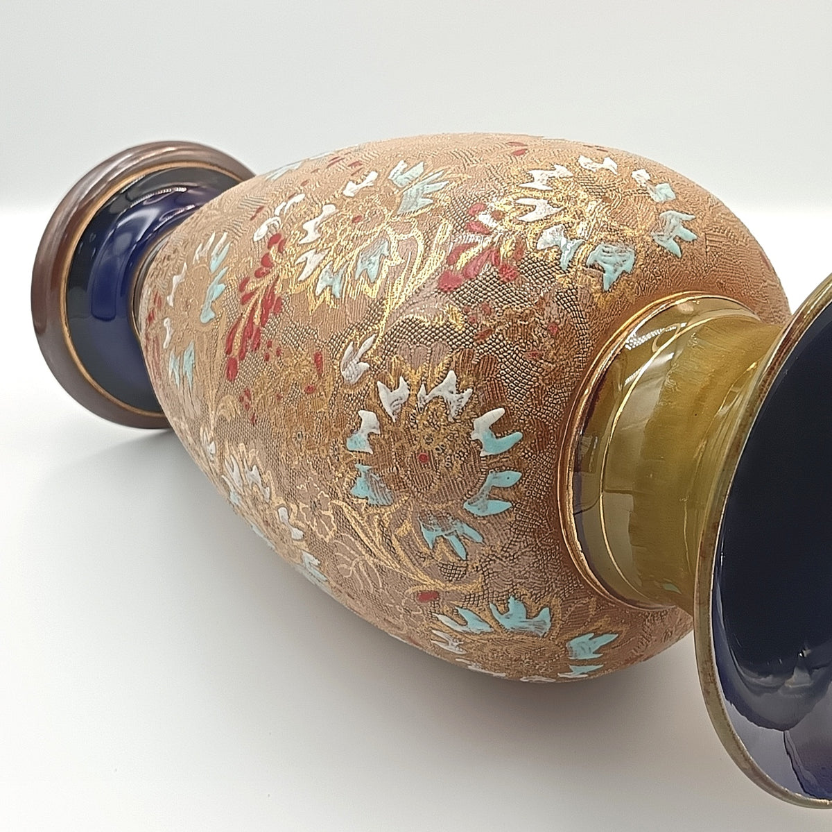 Doulton Lambeth | Slater’s Patent | Large Stoneware Vase | Floral Chine Decoration | England, 1891–1914