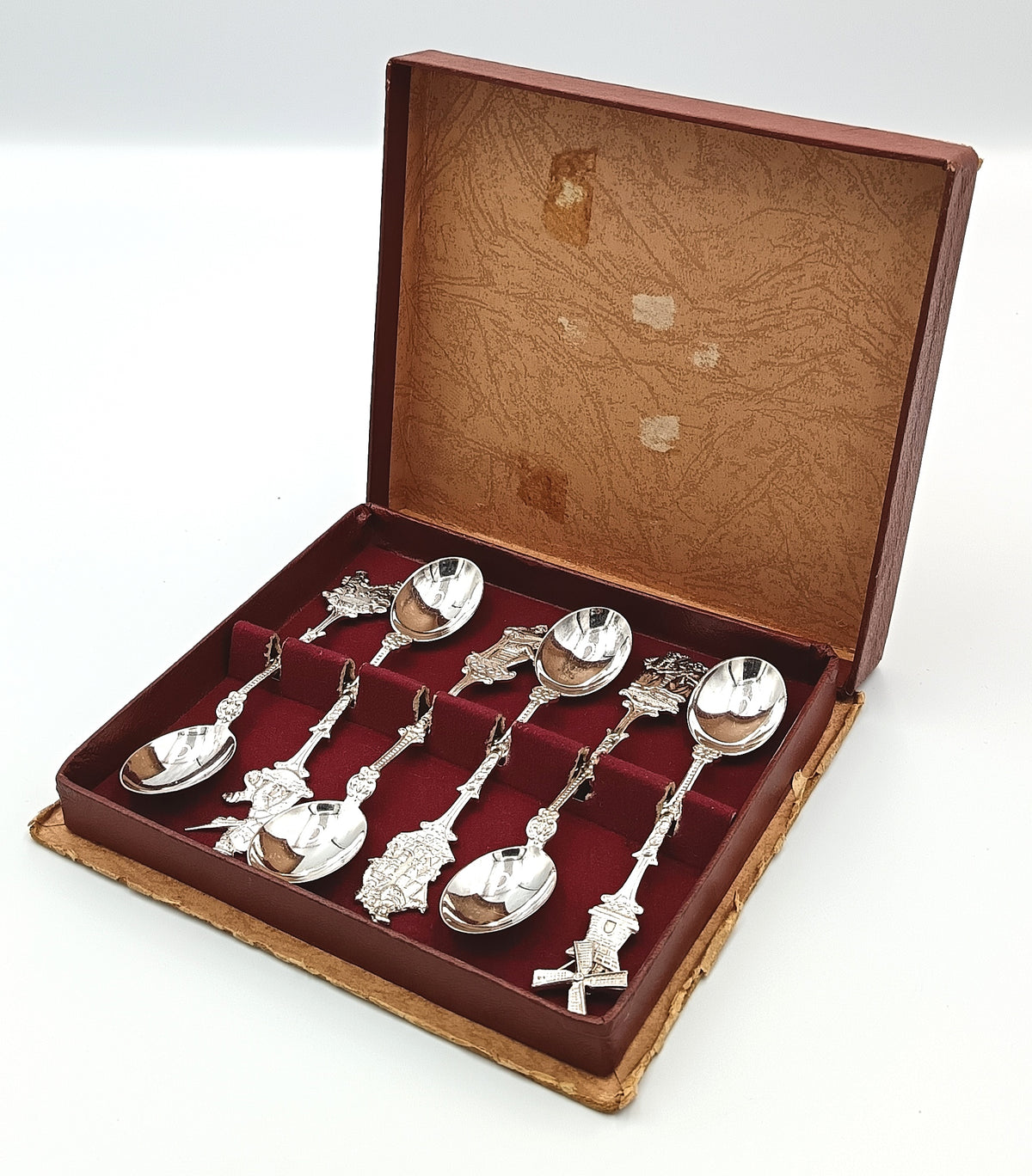 EPNS | Dutch Motif Figural Teaspoons | Set of Six | Original Presentation Case | Made in Holland | Mid-20th Century