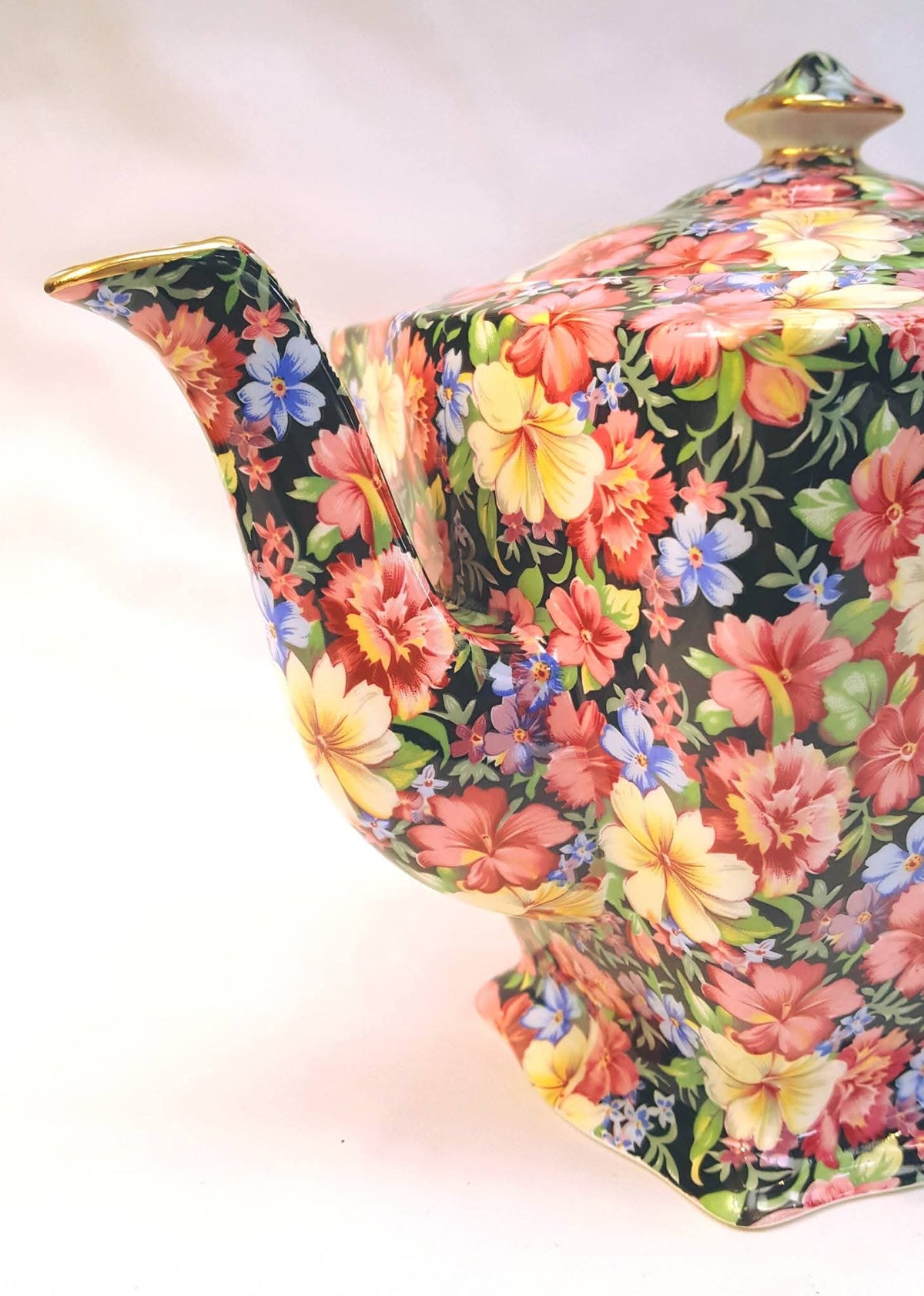 Grimwades Royal Winton | Florence Chintz | Teapot | Black Ground | 1995 Revival
