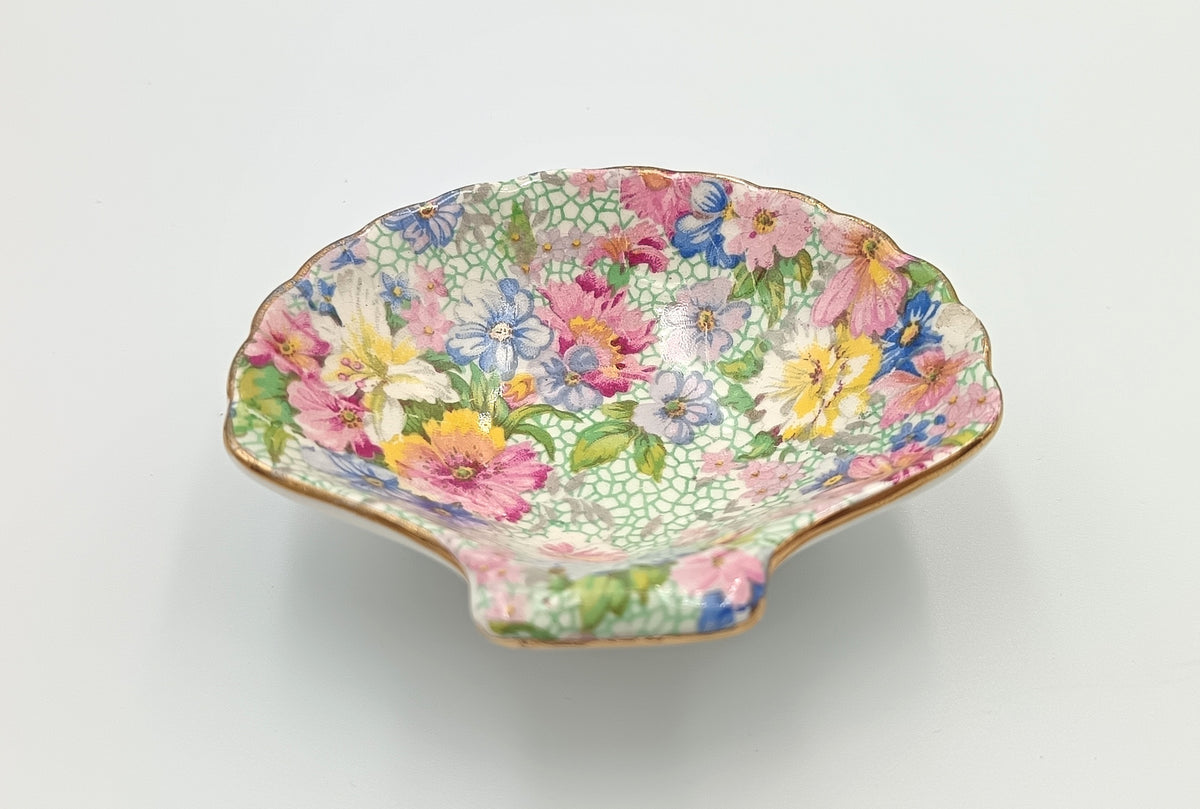 Grimwades Royal Winton | Marion Chintz | Shell-Form Pin Dish | Made in England | c.1930s