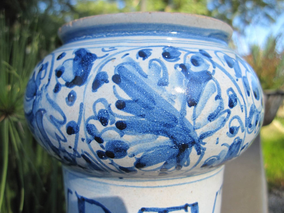 Italian Majolica | Albarello Apothecary Jar | Blue and White | Rome or Savona | c.16th–17th Century