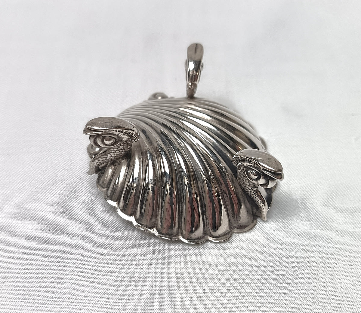 Antique Sterling Silver | Shell-Form Salt Cellar on Dolphin Supports | Regency–Early Victorian Style | 19th Century