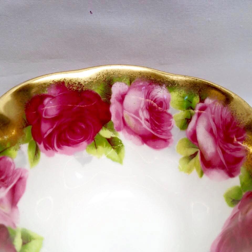 Royal Albert | Old English Rose | Teacup, Saucer and Side Plate Trio | Bone China | England | c.1950s–1960s | Set of Six