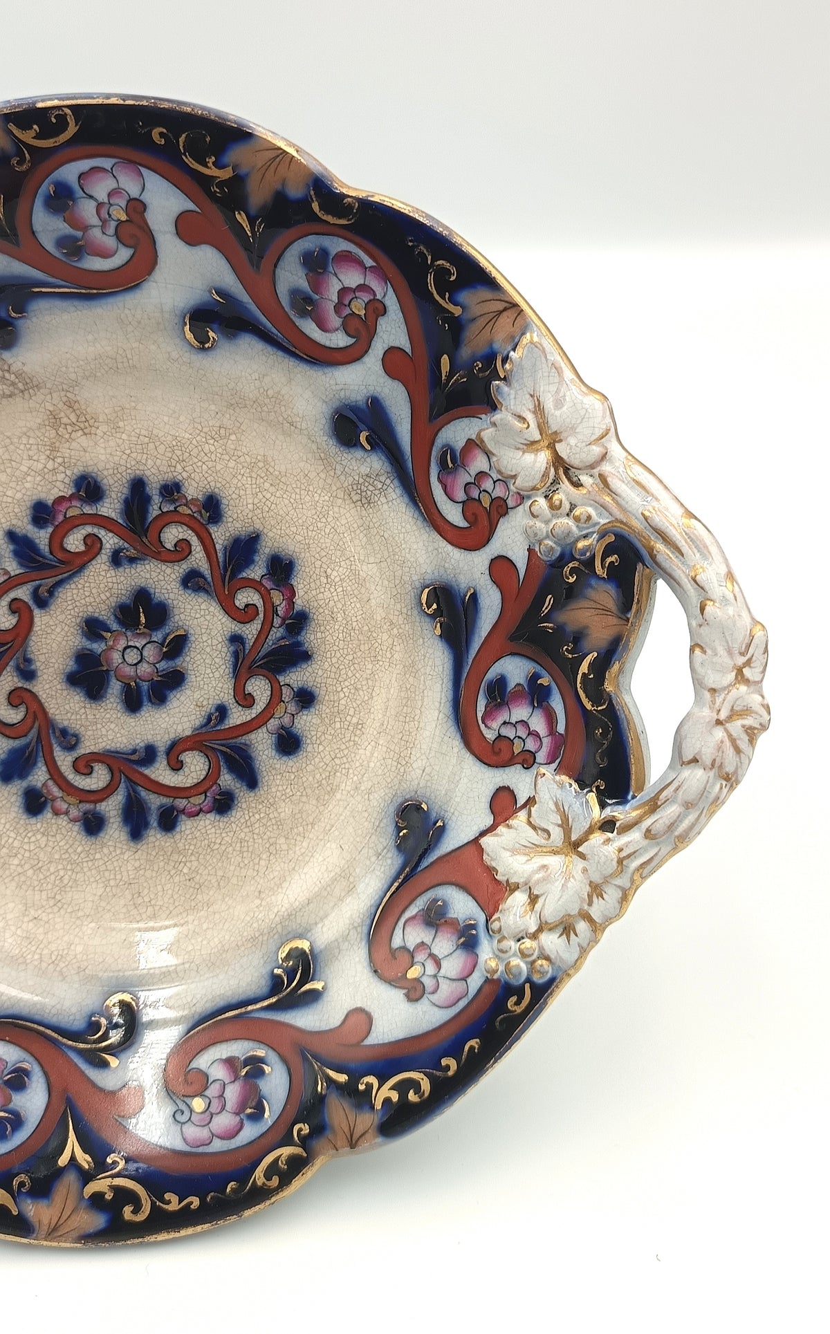 Staffordshire Earthenware | Imari Palette | Pair of Footed Dessert Compotes with Grape & Vine Handles | Pattern 6/2270 | England, c.1840–1865