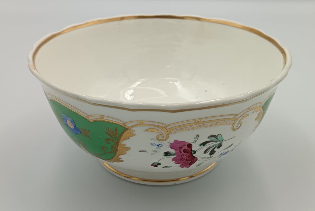 English Porcelain | Part Tea Service | Green Ground with Gilt Acanthus and Hand-Painted Flower Reserves | Pattern 239 | c.1820–1840 | 13 Pieces