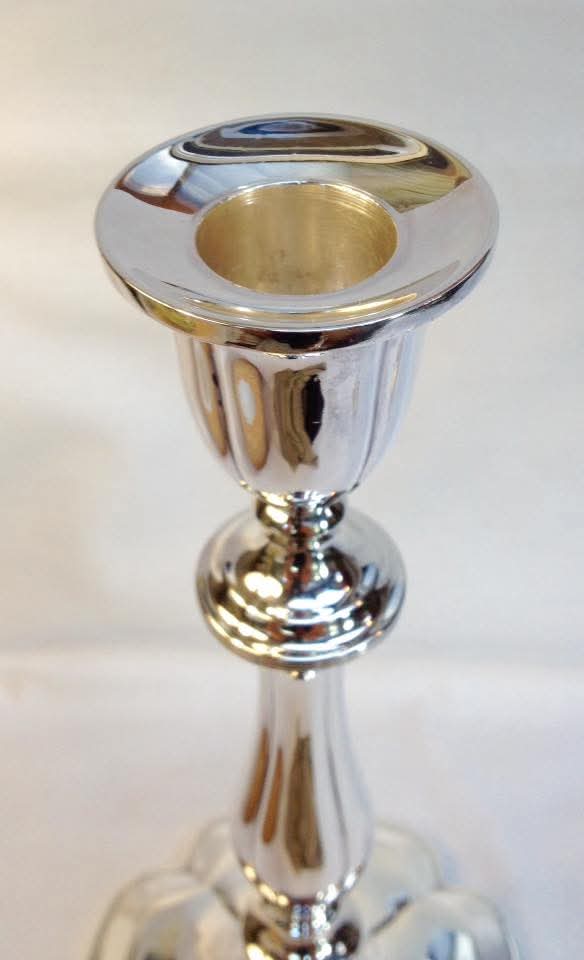 Pair of Sterling Silver Candlesticks — Baluster Column on Quatrefoil Base — Sheffield 1834, L P & Co — William IV