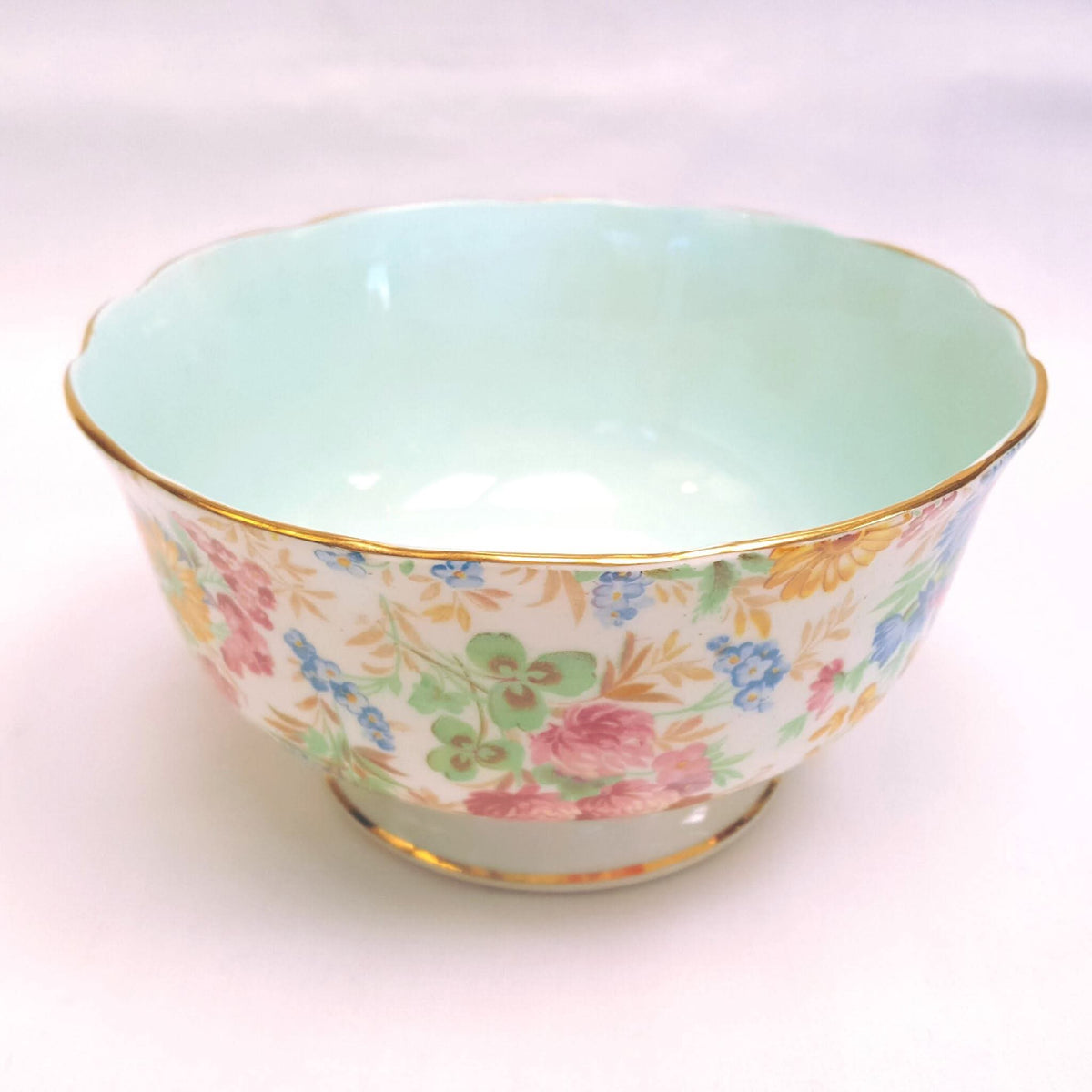 Aynsley | 'Summer Chintz' Pattern C802 | Part Tea Service — Three Trios, Milk Jug & Sugar Bowl | Bone China | Circa 1940s | Excellent Condition