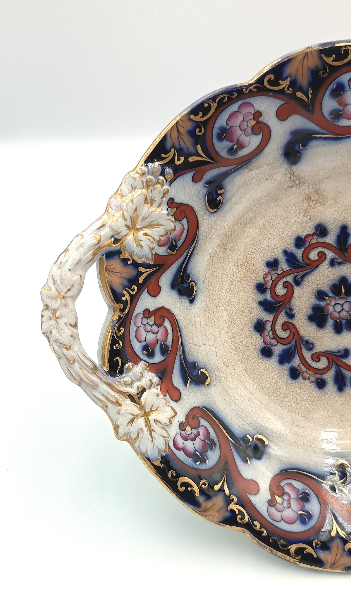 Staffordshire Earthenware | Imari Palette | Pair of Footed Dessert Compotes with Grape & Vine Handles | Pattern 6/2270 | England, c.1840–1865