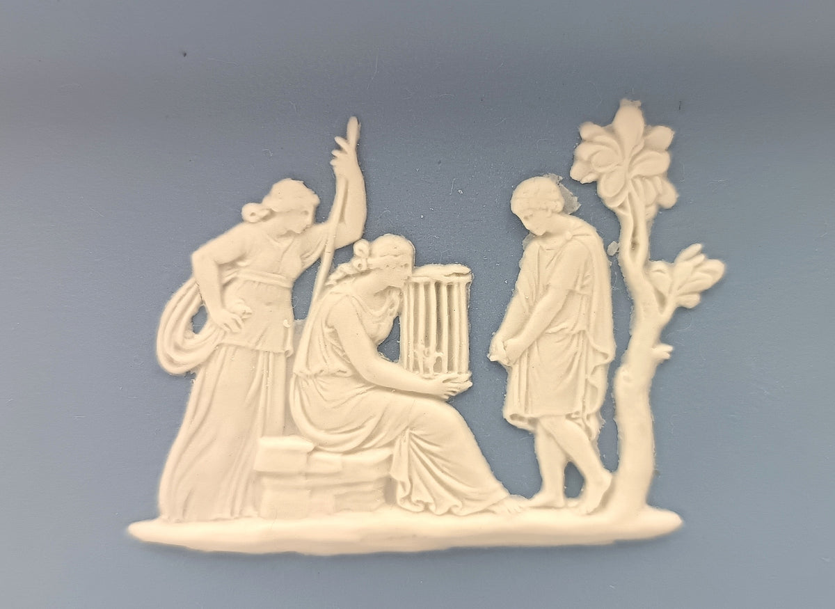 Wedgwood | Jasperware | Rectangular Tray | Light Blue | Classical Figures in Bas-Relief | England | 1963