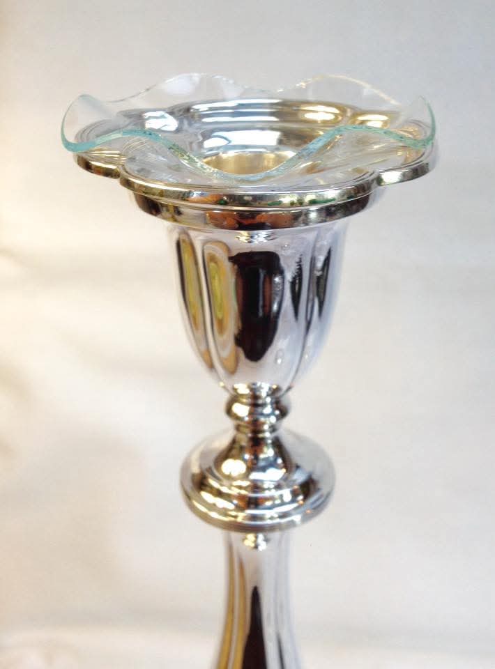 Pair of Sterling Silver Candlesticks — Baluster Column on Quatrefoil Base — Sheffield 1834, L P & Co — William IV