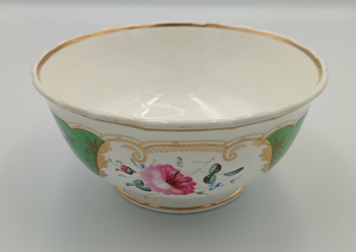 English Porcelain | Part Tea Service | Green Ground with Gilt Acanthus and Hand-Painted Flower Reserves | Pattern 239 | c.1820–1840 | 13 Pieces