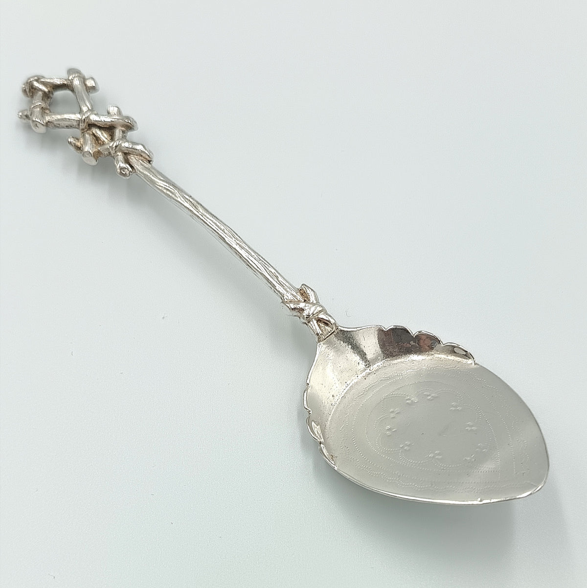 Antique Silver Plate Serving Set | Rustic Twig & Knotwork Handles | Pastry/Cake Server & Fork | Victorian Aesthetic Style | Good Antique Condition