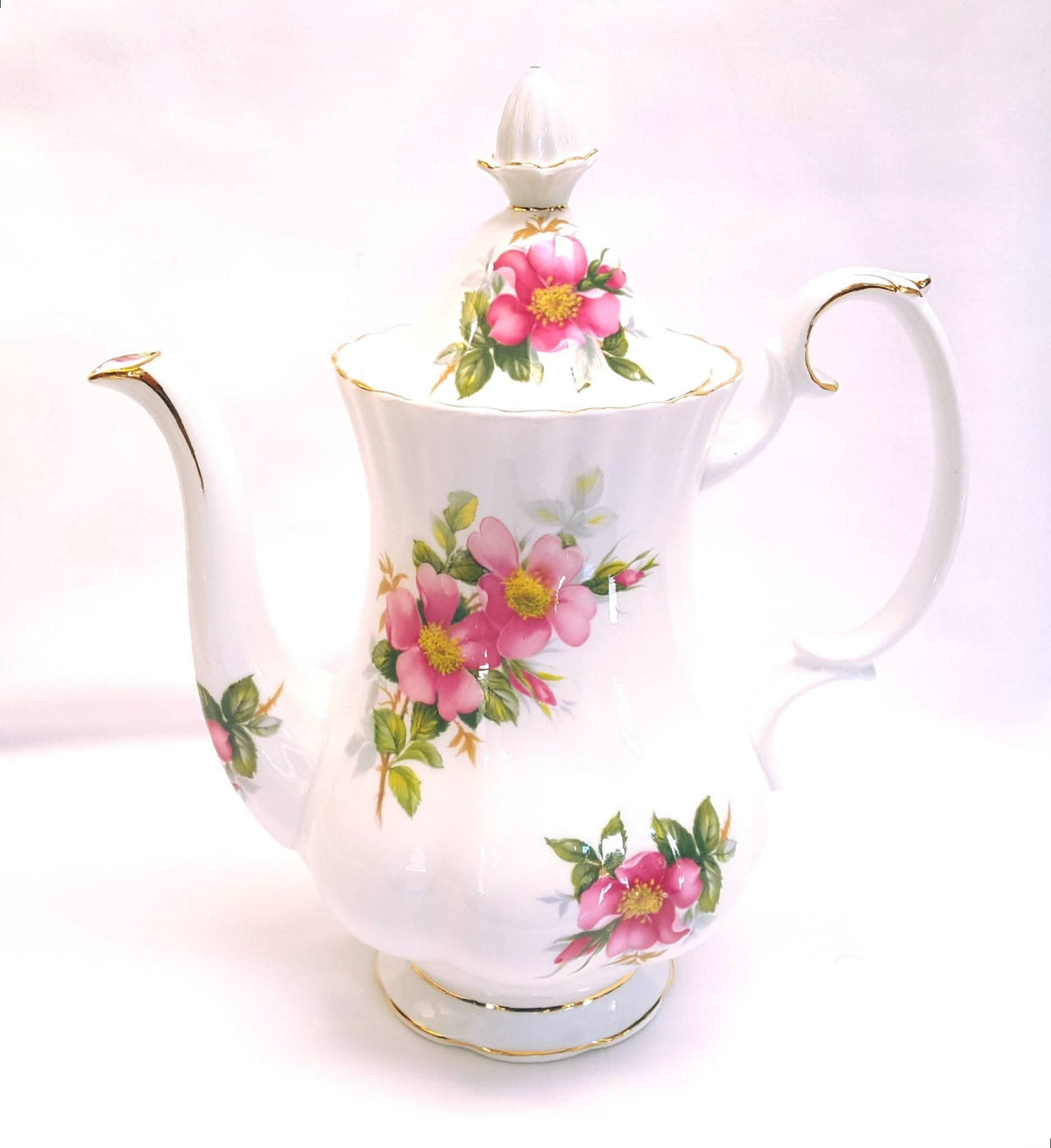 Royal Albert | Prairie Rose | Coffee Pot, Milk Jug & Sugar Bowl | Three-Piece Coffee Grouping | 1950s–1960s