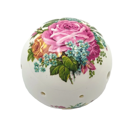 Staffordshire Bone China | Floral Rose Pomander | Made for Woods of Windsor | England | 20th Century