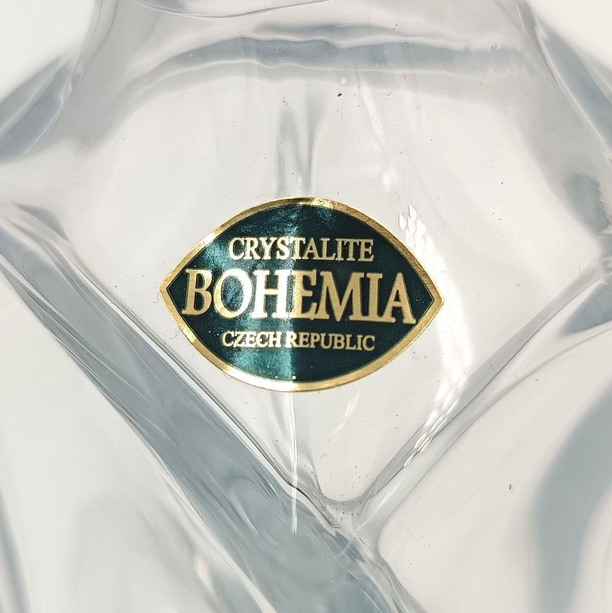 Crystalite Bohemia | Twist-Body Square Decanter with Geometric Stopper | Crystal Glass | Czech Republic, contemporary