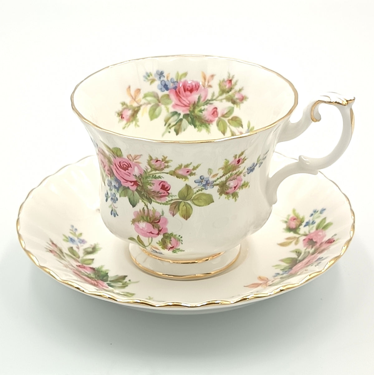 Royal Albert | Moss Rose | Tea Cup and Saucer | Bone China | England | c.1960s–1970s