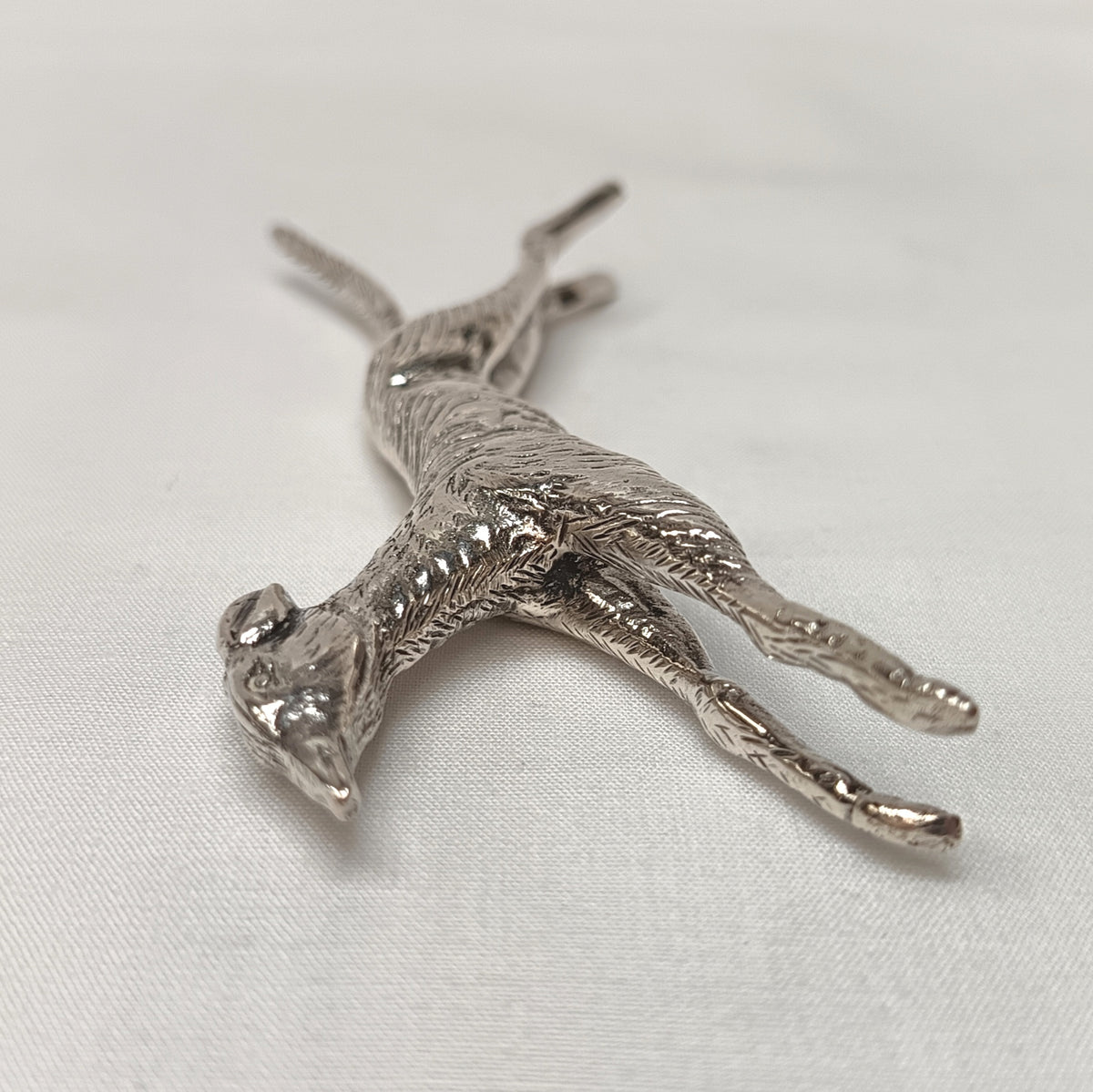 Unmarked Silver | Running Greyhound Figurine | Hand-Cast | Antique