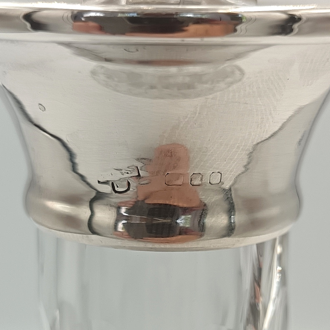 Full Lead Cut Crystal Decanter | Sterling Silver Collar | Attributed A.C. & Sons Ltd | London | Post-1971