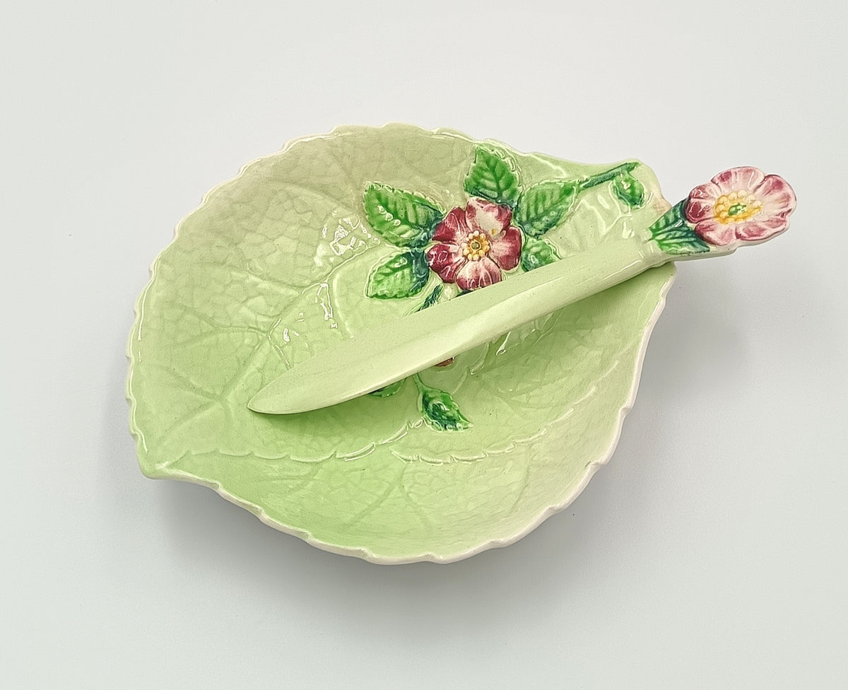 Carlton Ware | Wild Rose | Leaf Dish & Knife | Earthenware | England, c.1935–1961