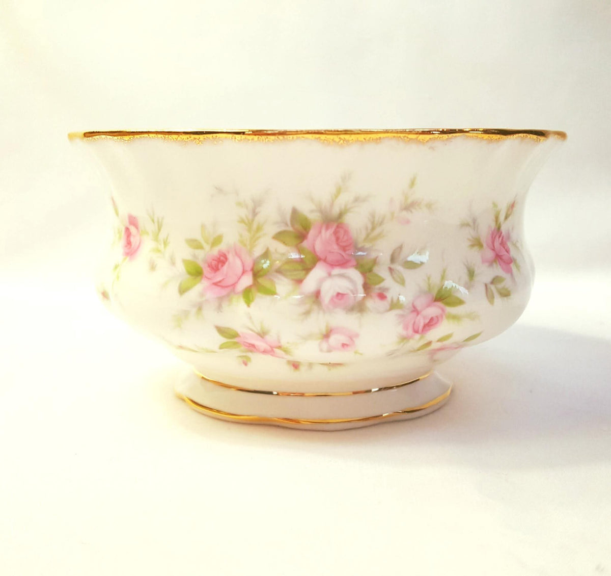 Royal Albert | Victoriana Rose | Cake Plate, Milk Jug & Sugar Bowl | Three-Piece Serving Grouping | Pattern Copyright 1966