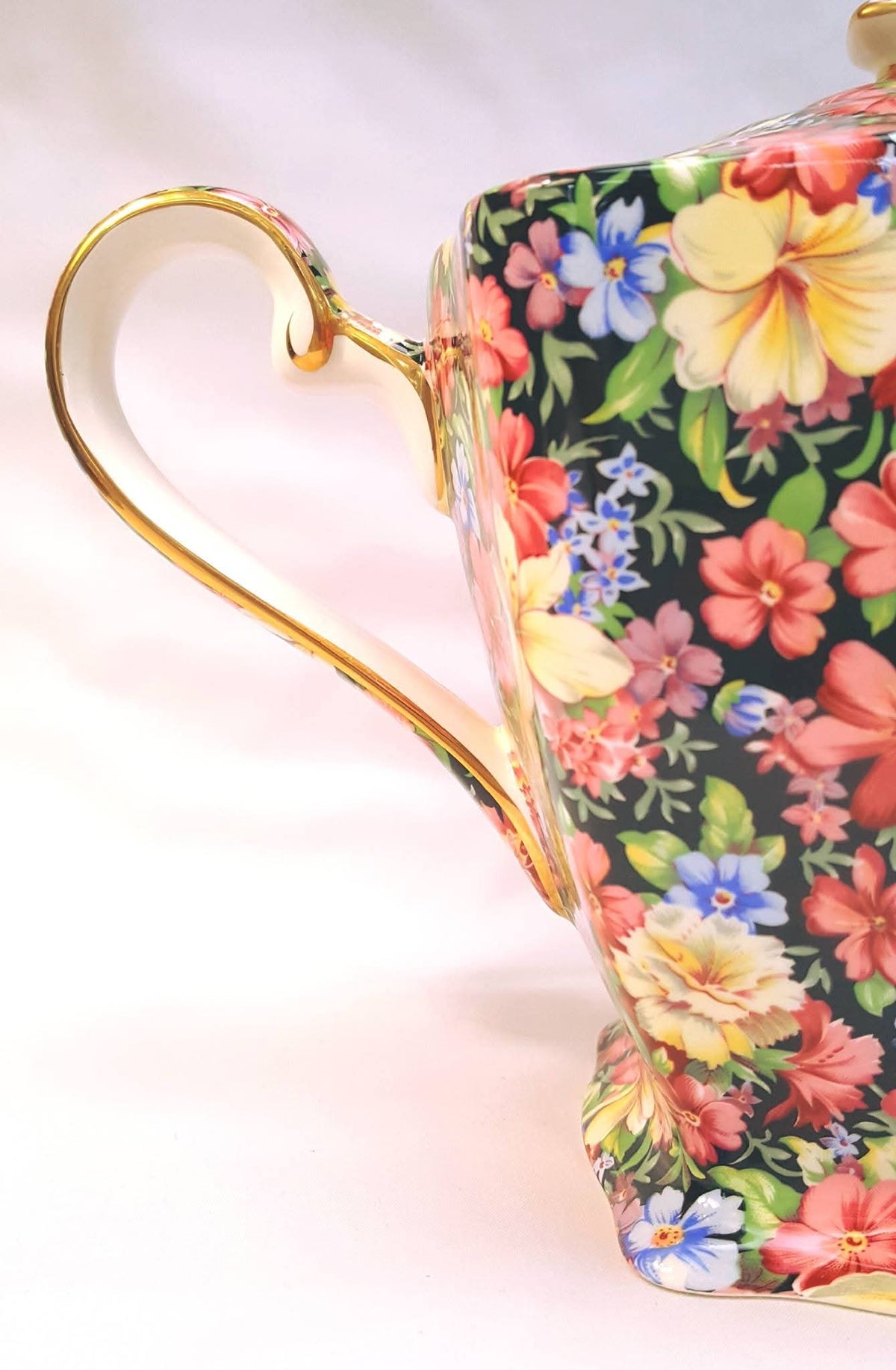 Grimwades Royal Winton | Florence Chintz | Teapot | Black Ground | 1995 Revival