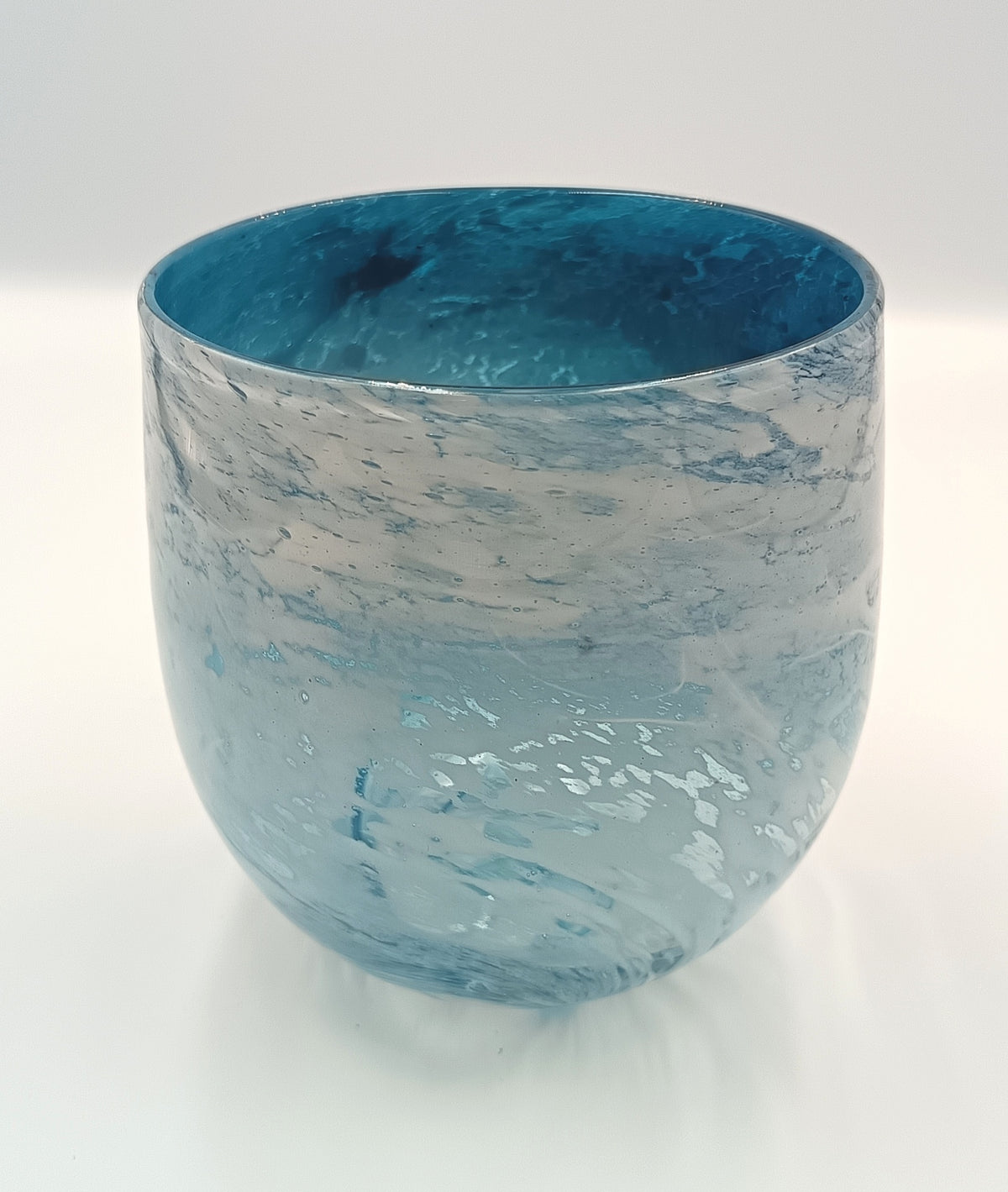 Studio Glass | Hand-Blown Vessel | Blue and White Inclusions | Late 20th / Early 21st Century