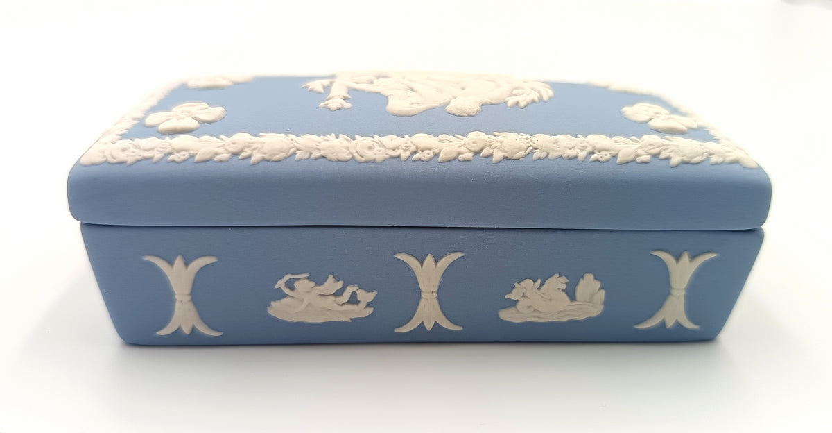 Wedgwood | Blue Jasperware | Rectangular Lidded Box | Made in England | 20th Century