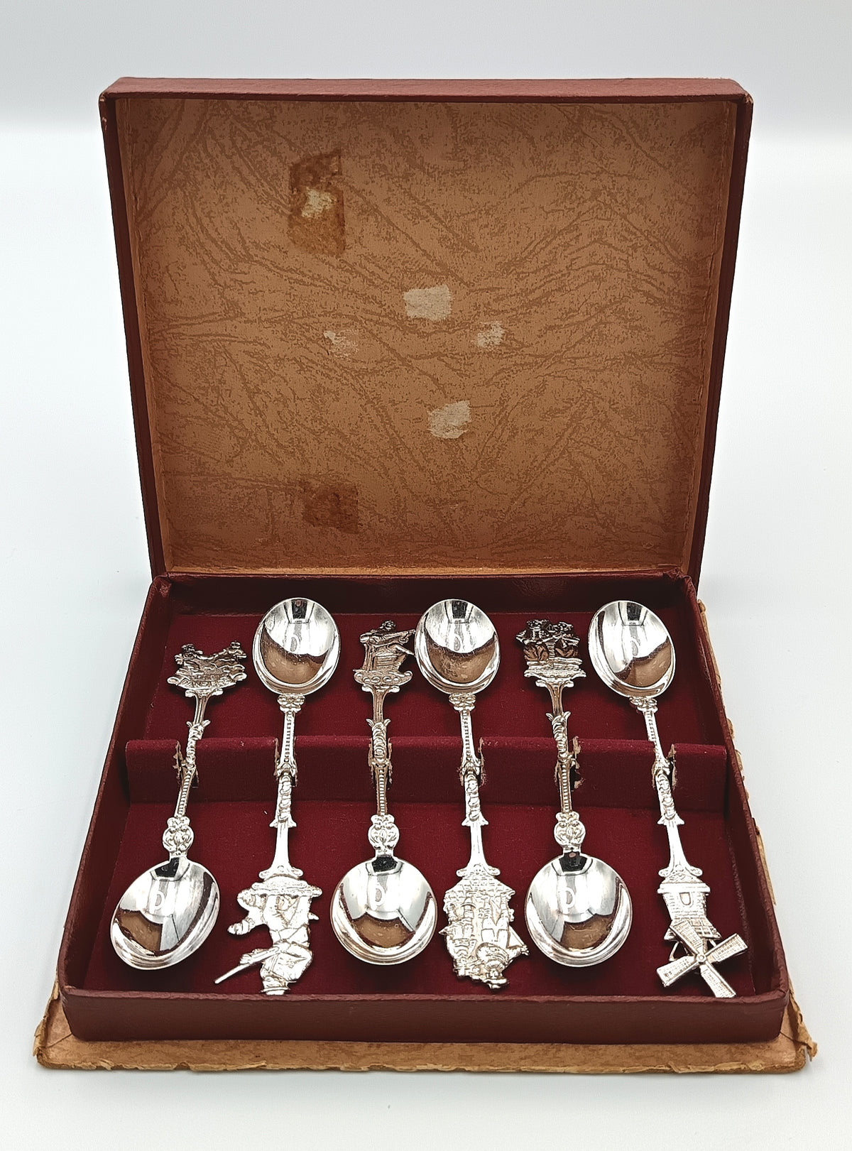 EPNS | Dutch Motif Figural Teaspoons | Set of Six | Original Presentation Case | Made in Holland | Mid-20th Century