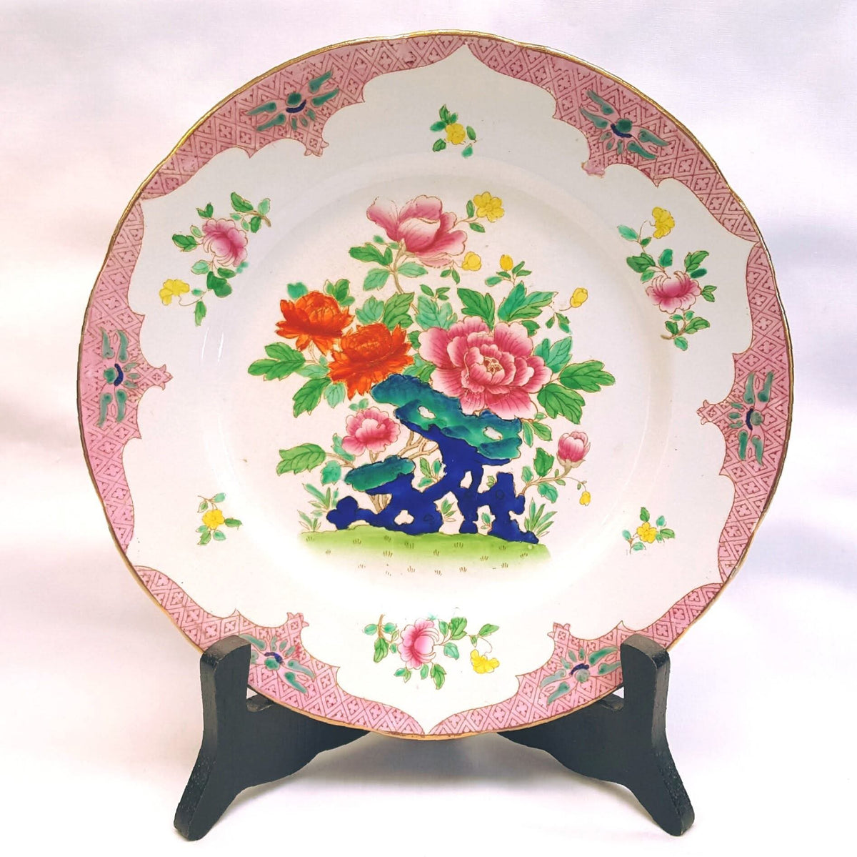 Booths | Mandarin | Six-Cup Teapot & Two Trios | Transferware Chinoiserie with Hand-Applied Colour | Circa 1906
