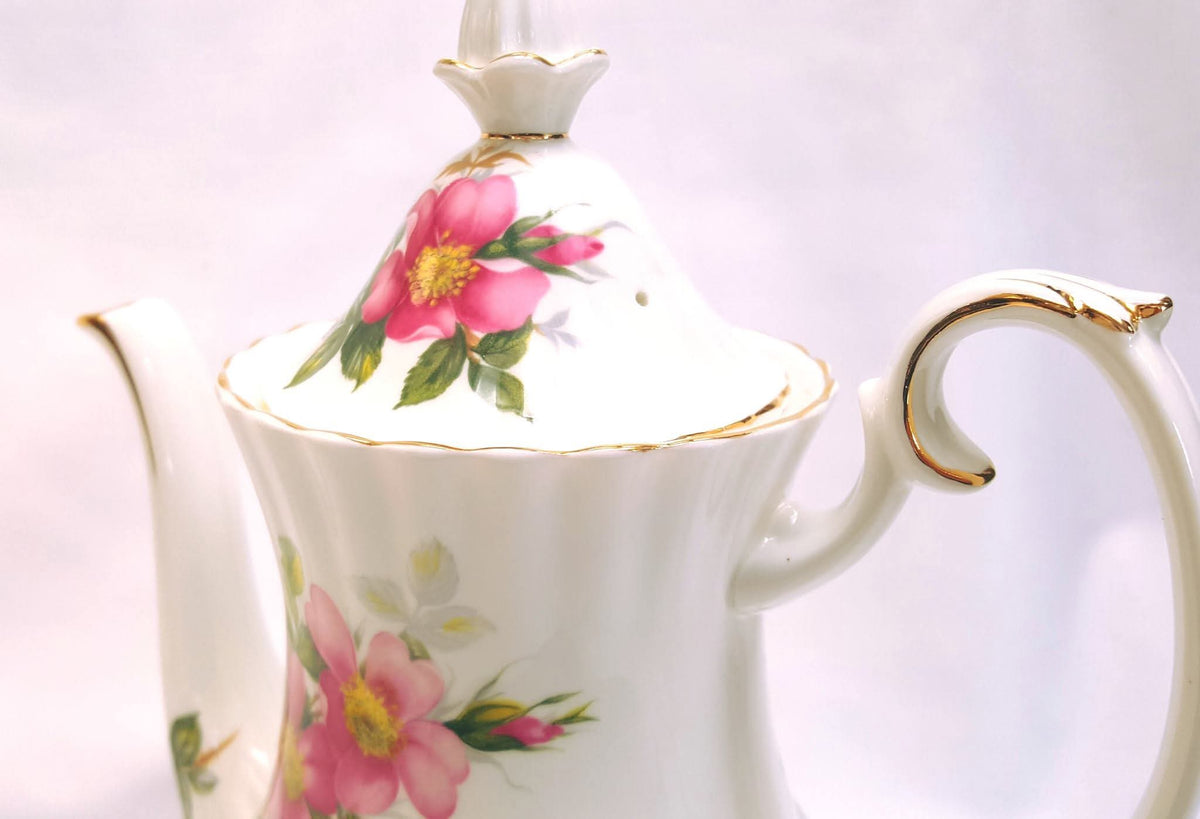 Royal Albert | Prairie Rose | Coffee Pot, Milk Jug & Sugar Bowl | Three-Piece Coffee Grouping | 1950s–1960s