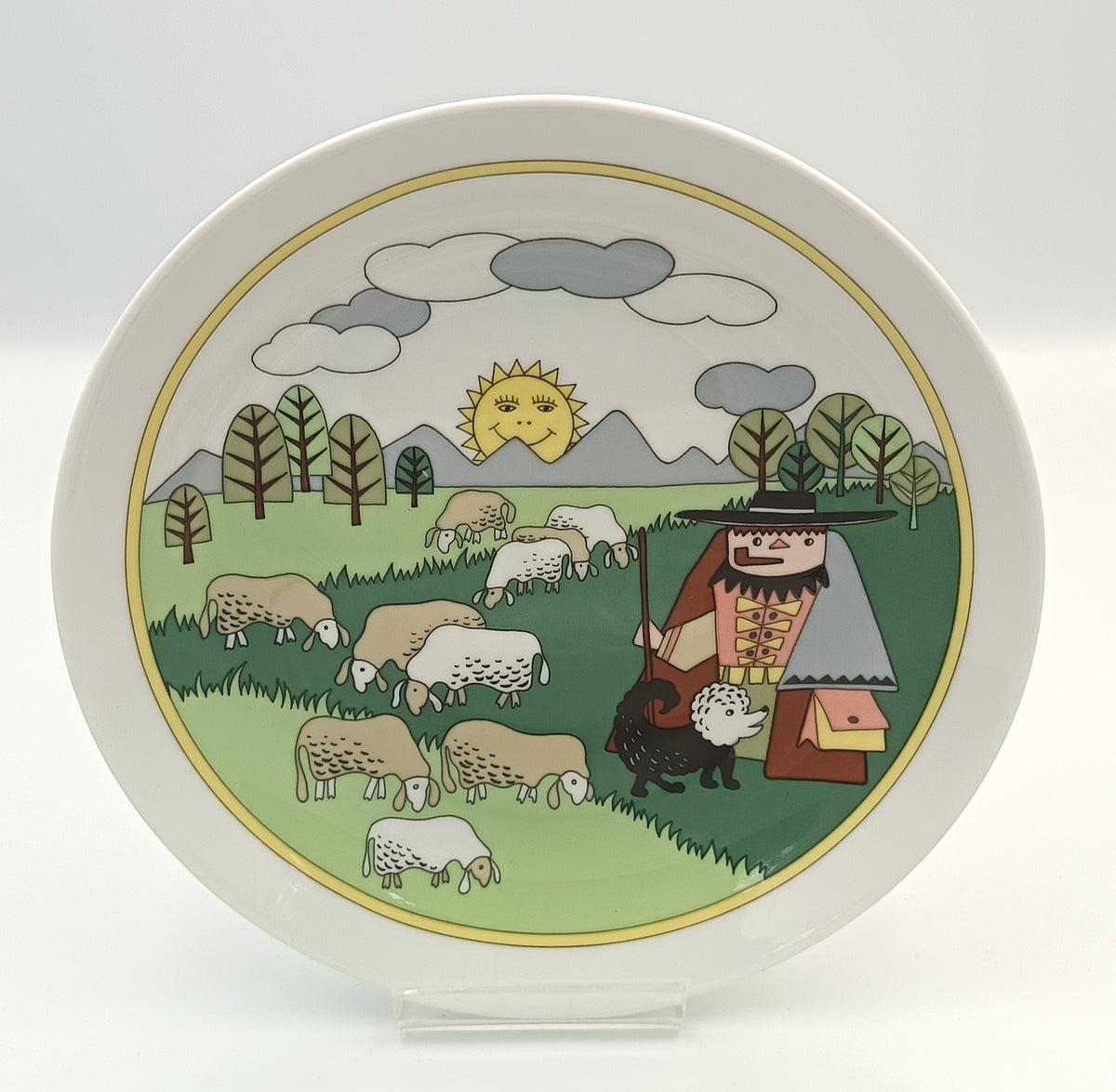 Arzberg Porcelain | Children's Feeding Set | Shepherd & Flock Pattern | Plate and Bowl | West Germany, c.1960s