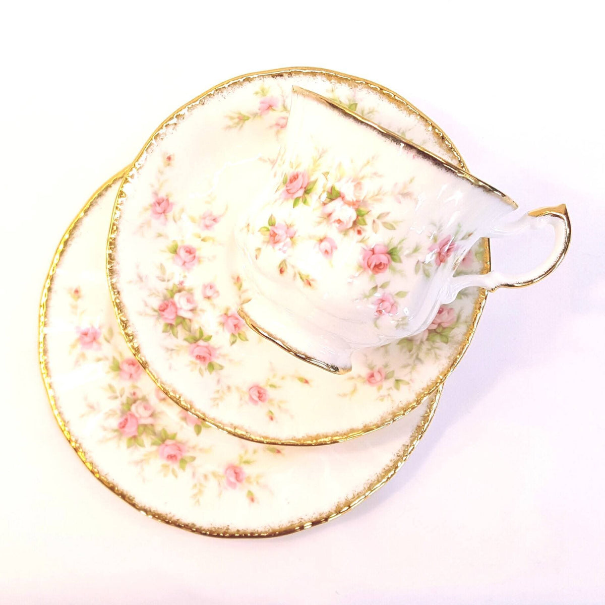 Royal Albert | Victoriana Rose | Five Trios | Teacup, Saucer & Side Plate | Pattern Copyright 1966