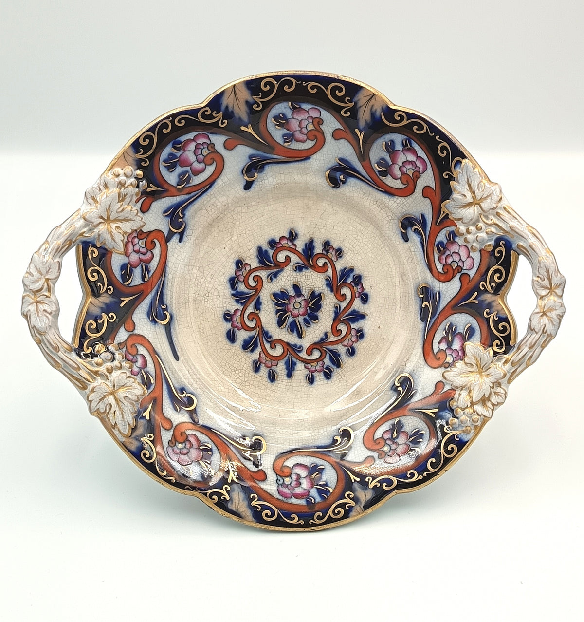 Staffordshire Earthenware | Imari Palette | Pair of Footed Dessert Compotes with Grape & Vine Handles | Pattern 6/2270 | England, c.1840–1865