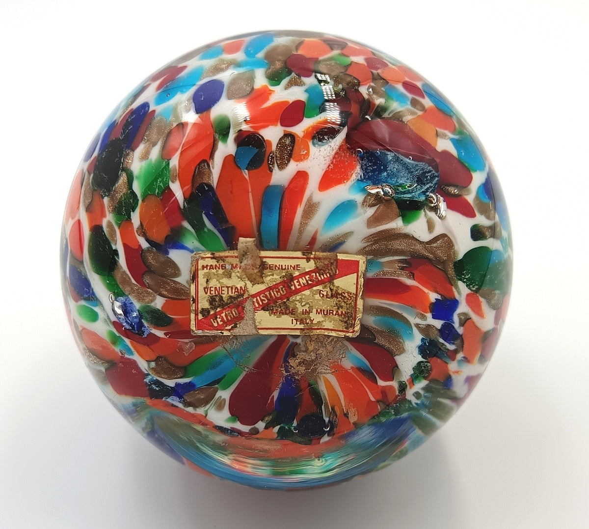 Murano | Multicolour Murrine Inclusion Paperweight | Hand-Blown Venetian Glass | Italy, 20th century