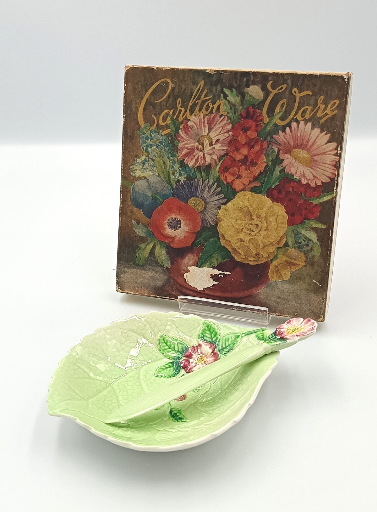 Carlton Ware | Wild Rose | Leaf Dish & Knife | Earthenware | England, c.1935–1961