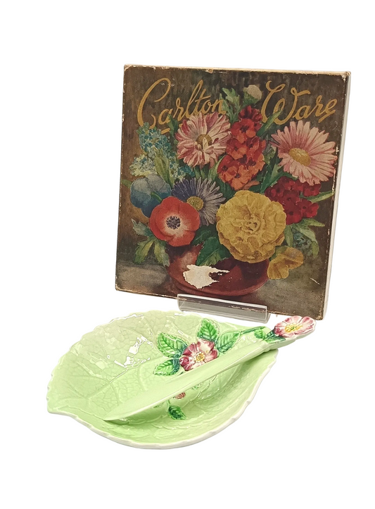 Carlton Ware | Wild Rose | Leaf Dish & Knife | Earthenware | England, c.1935–1961