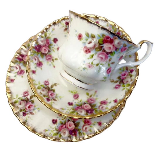Royal Albert | Cottage Garden | Teacup, Saucer and Side Plate Trio | Bone China | England | c.1970s–1980s | Set of Six