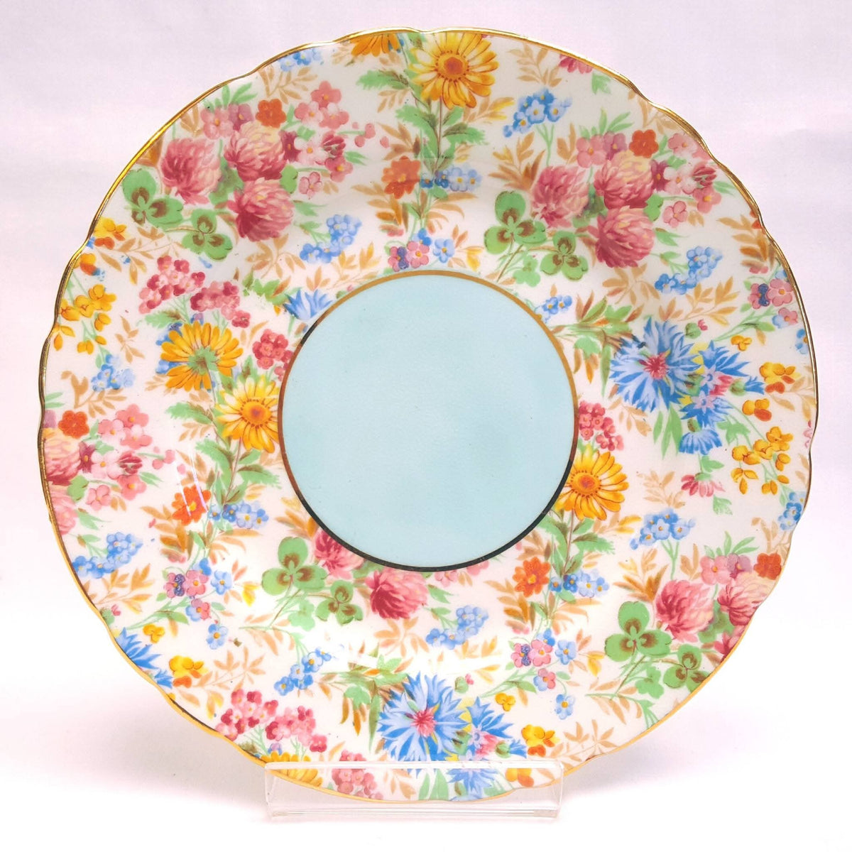 Aynsley | 'Summer Chintz' Pattern C802 | Part Tea Service — Three Trios, Milk Jug & Sugar Bowl | Bone China | Circa 1940s | Excellent Condition