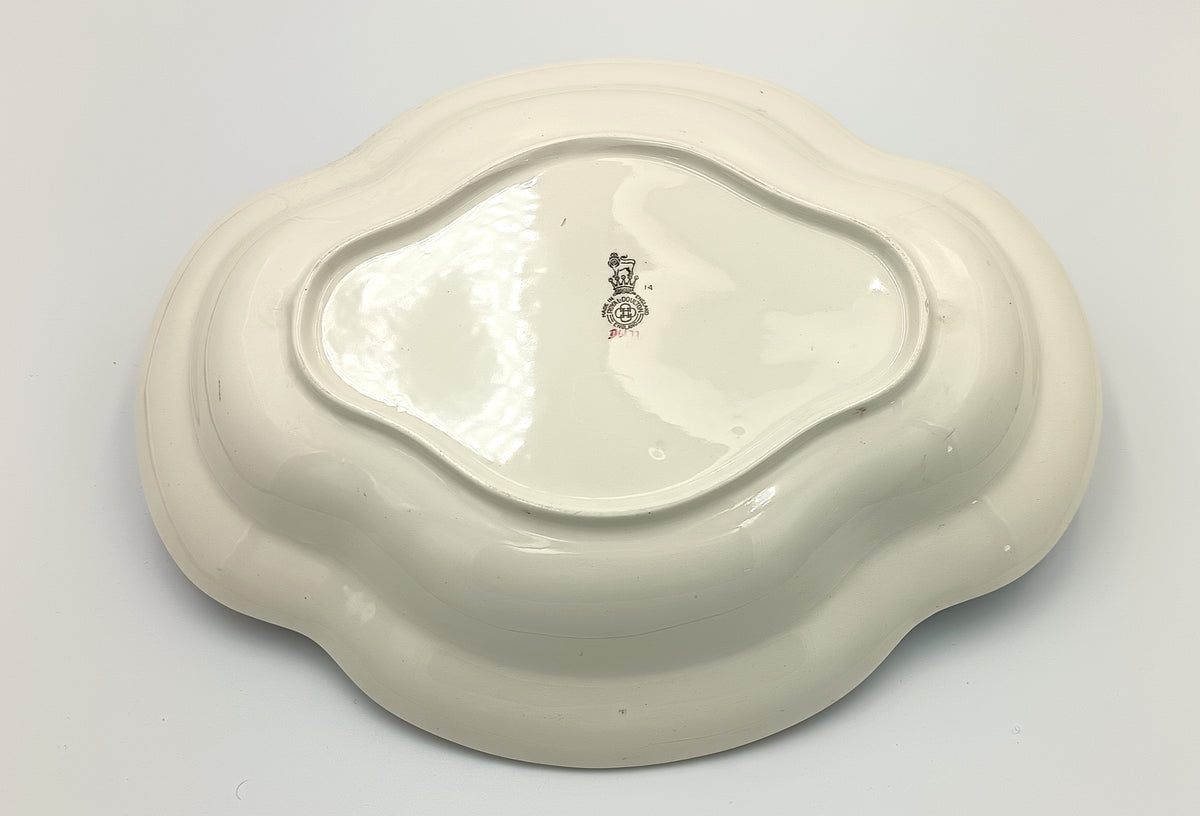 Royal Doulton | Wild Rose (D6177) | Serpentine Tray Dish | Hand-Painted Earthenware | Burslem, England, c.1940s