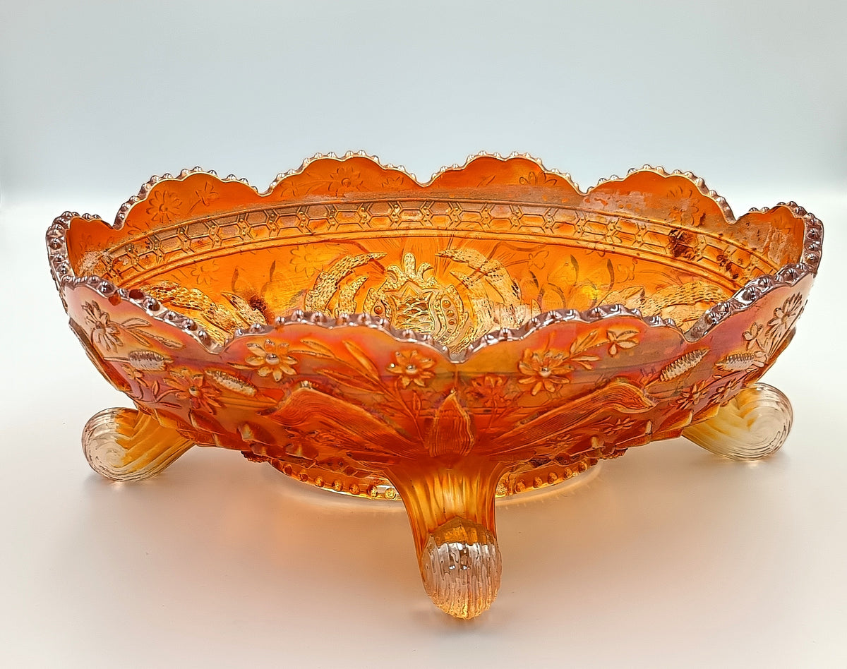 Fenton Thistle Carnival Glass Banana Boat, Marigold, photo 5 of 9