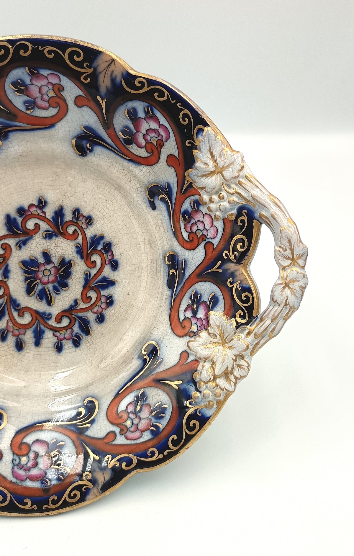 Staffordshire Earthenware | Imari Palette | Pair of Footed Dessert Compotes with Grape & Vine Handles | Pattern 6/2270 | England, c.1840–1865