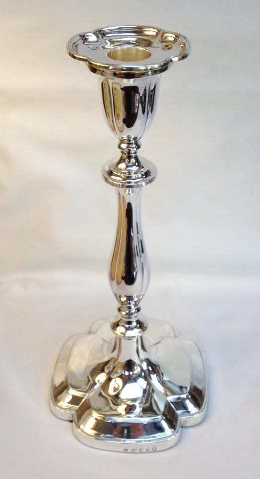 Pair of Sterling Silver Candlesticks — Baluster Column on Quatrefoil Base — Sheffield 1834, L P & Co — William IV