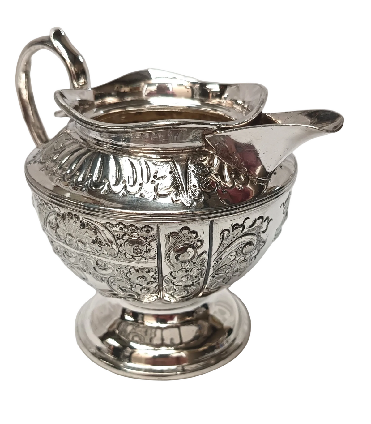 Mappin & Webb | Electro Britannia Metal Silver Plate | Three-Piece Tea Service | Teapot, Milk Jug & Open Sugar Bowl | Repousse Floral & Acanthus Decoration | Gilt Interiors | Sheffield | Registration No. 12425 | Very Good Antique Condition