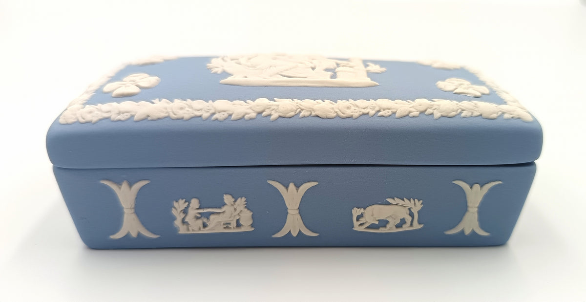 Wedgwood | Blue Jasperware | Rectangular Lidded Box | Made in England | 20th Century