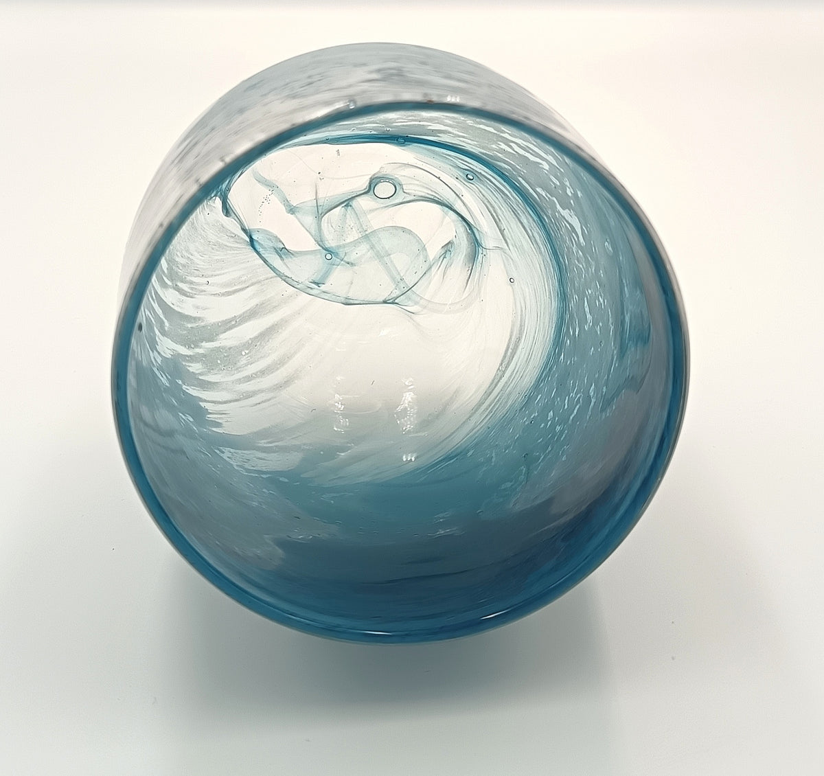 Studio Glass | Hand-Blown Vessel | Blue and White Inclusions | Late 20th / Early 21st Century