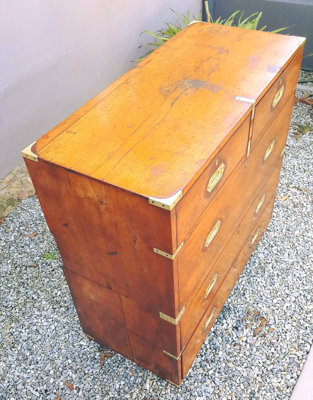 Victorian Military Campaign Chest | Two-Section Mahogany & Brass | c.1860