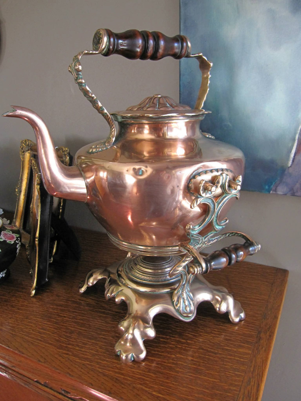Antique Copper & Brass | Spirit Kettle on Stand with Burner | Victorian | England | c.1860–1900