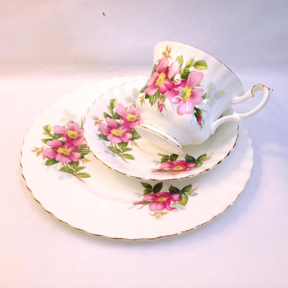 Royal Albert 'Prairie Rose' Bone China Trio — Set of Four