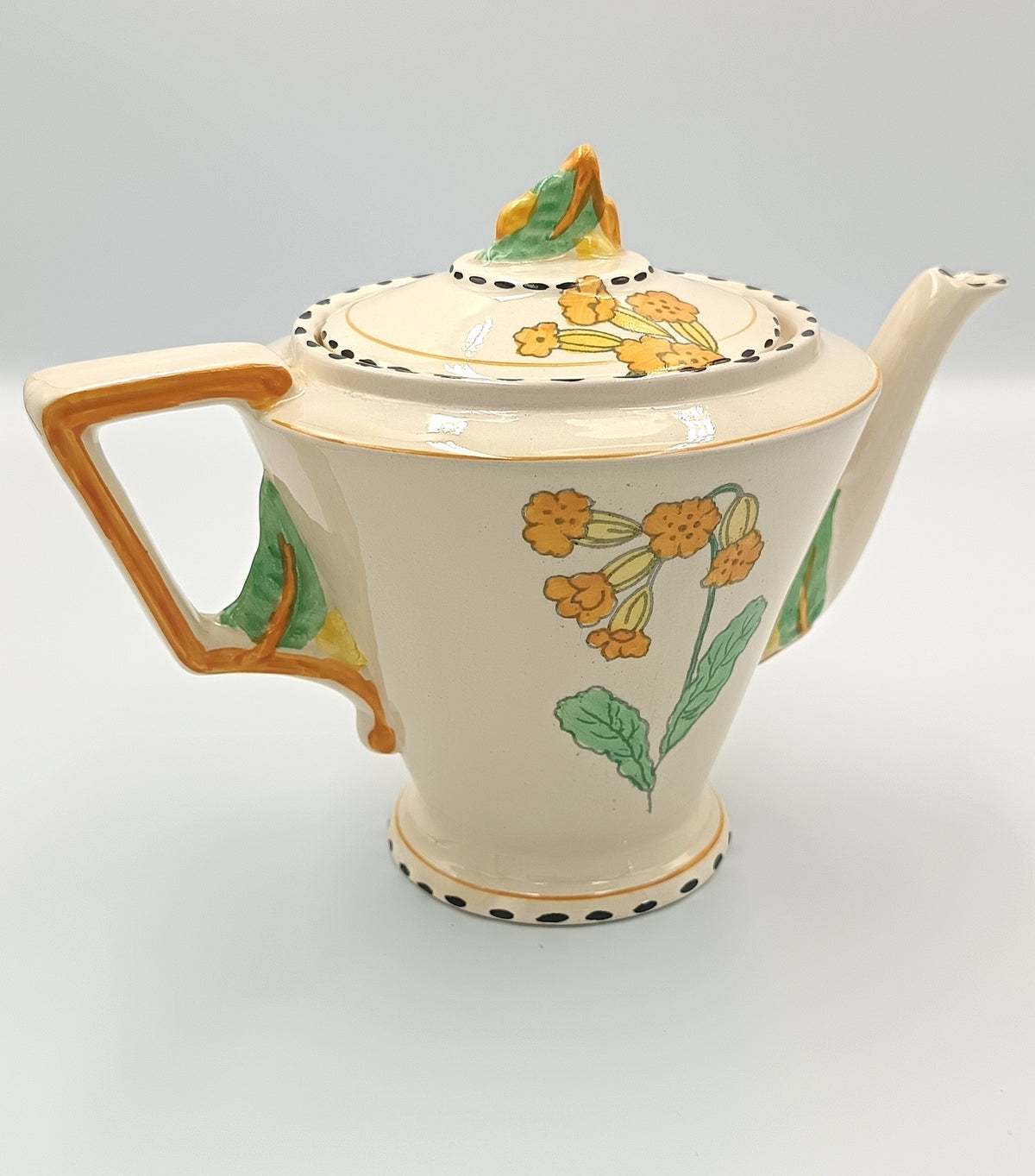 Burgess & Leigh (Burleigh Ware) | Meadowland Pattern | Zenith Shape Teapot | Art Deco Earthenware | Burslem, England, c.1930s